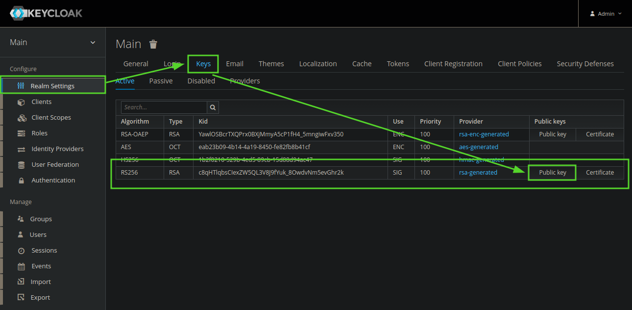 Keycloak Realm Settings -> Keys -> Public Key of RS256 Key